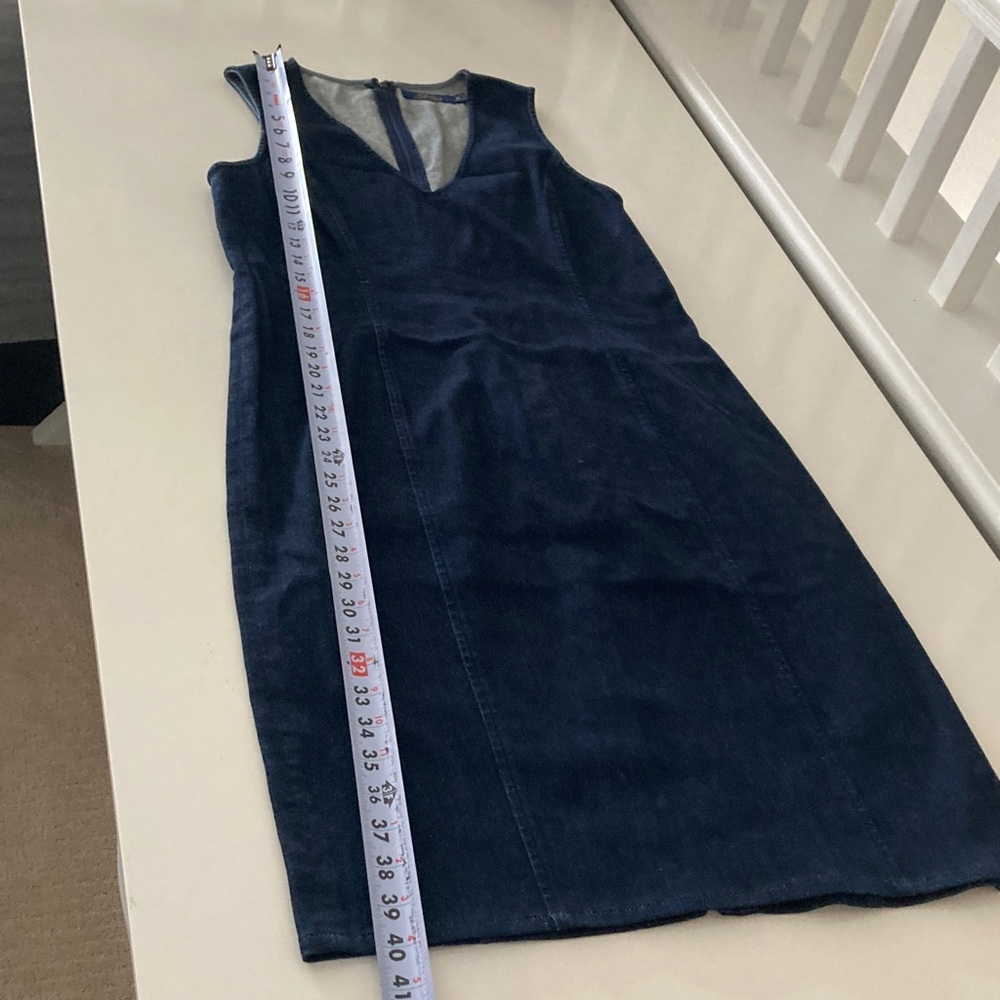 Polo Ralph Lauren Blue Denim Sleeveless Fitted Sheath Midi Dress Size 10 - Picture 9 of 10